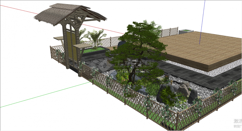 中式庭院篱笆景观小品su模型-图二