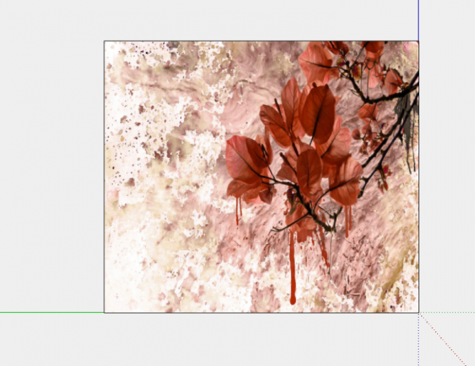 红色枫叶的装饰画su模型_图1
