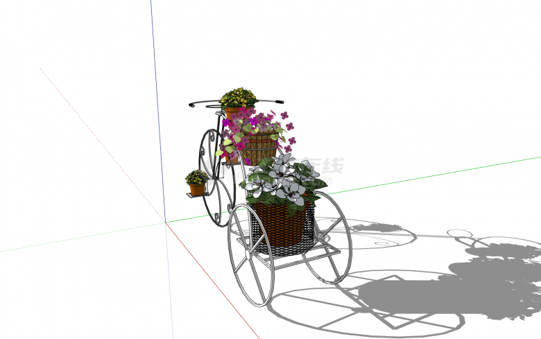 铁质自行车装载花盆景观小品su模型-图二