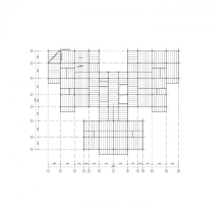 某层钢框架住宅底层结构平面图_图1