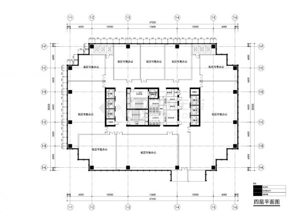 合肥万创高新区KC4-4地块项目-办公楼平面分色CAD图-图一