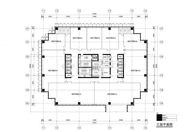 合肥万创高新区KC4-4地块项目-办公楼平面分色CAD图-图二
