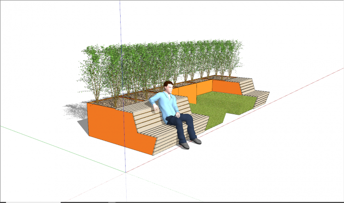 现代盆栽一体式创意坐凳su模型_图1