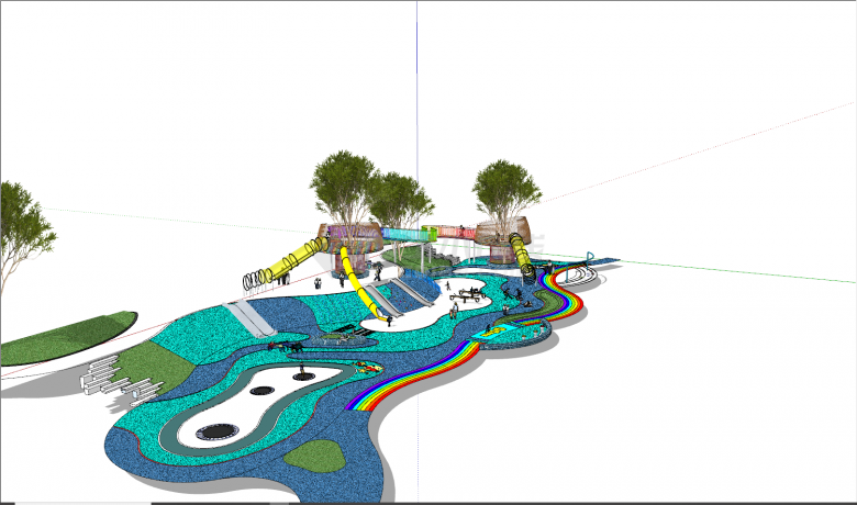 现代拼色滑滑梯海洋儿童乐园su模型-图二
