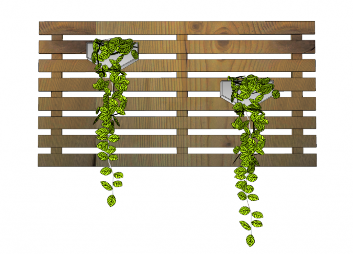固定在实木框架上的钻石形状的花盆带有绿植的花架花墙su模型_图1
