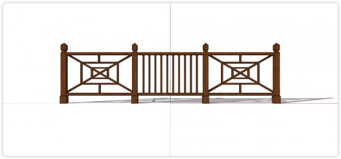 切割矩形竖条木质栏杆su模型_图1