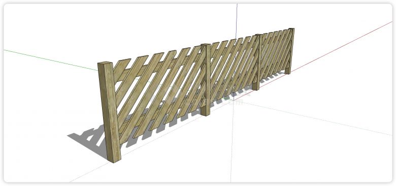 新中式枫木斜线造型木质栏杆su模型-图二