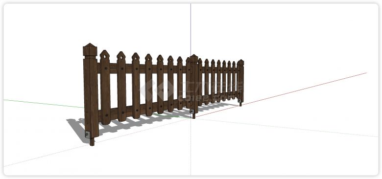 乌木箭头造型木质栏杆su模型-图二