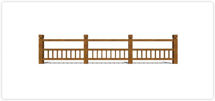 新中式半镂空矩形木质栏杆su模型_图1