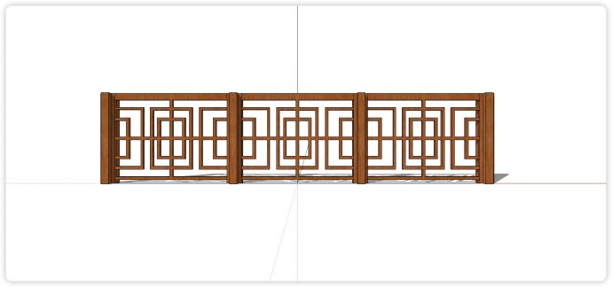 大小相套矩形造型木质栏杆su模型_图1