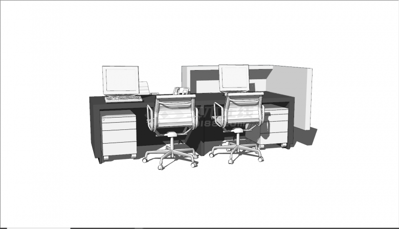 现代转椅办公室家具桌椅su模型-图一