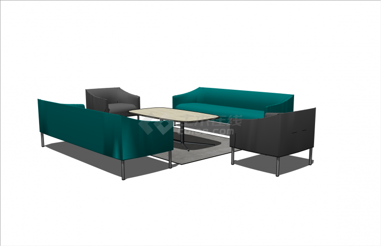 现代简约双色沙发办公室家具su模型-图二