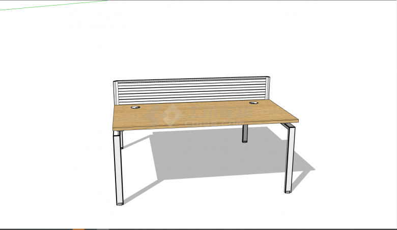 棕色木制办公室家具桌椅su模型-图二