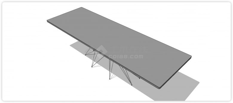 三角射线桌腿灰色桌面办公室家具桌椅su模型-图二
