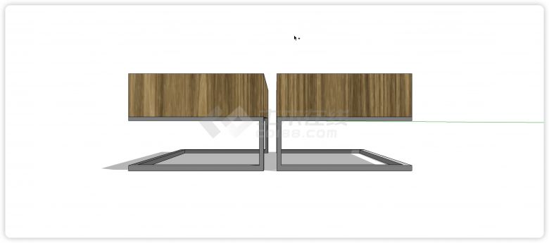 竖线木纹办公室家具桌椅su模型-图一