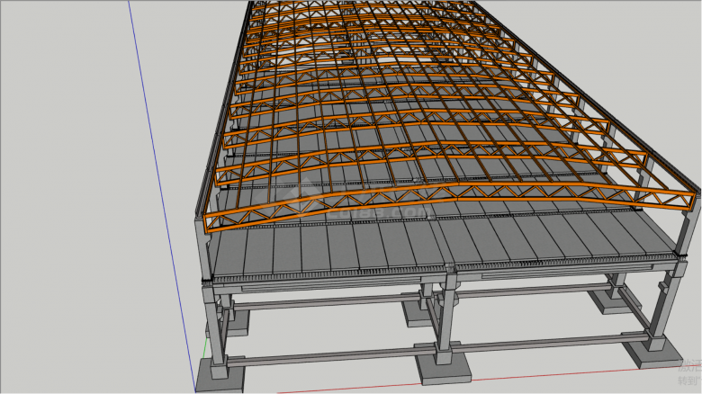 厂房用钢结构框架 su模型-图二