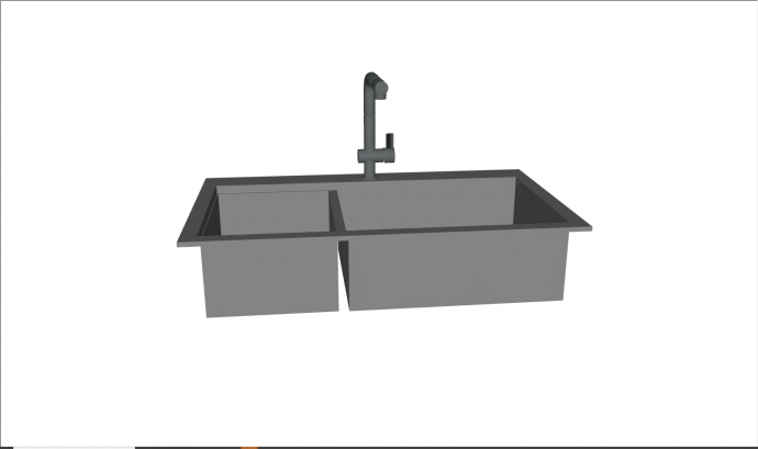 现代黑色菱角不锈钢台盆水槽su模型_图1