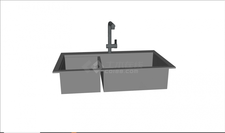 现代黑色菱角不锈钢台盆水槽su模型-图一