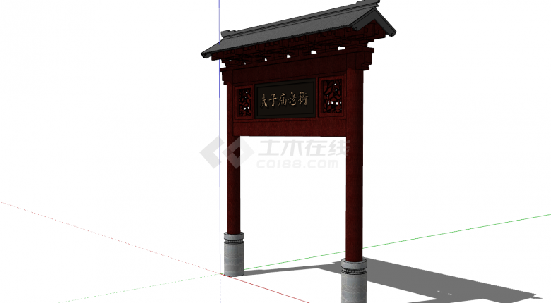 中式古典夫子庙老街牌坊su模型-图二