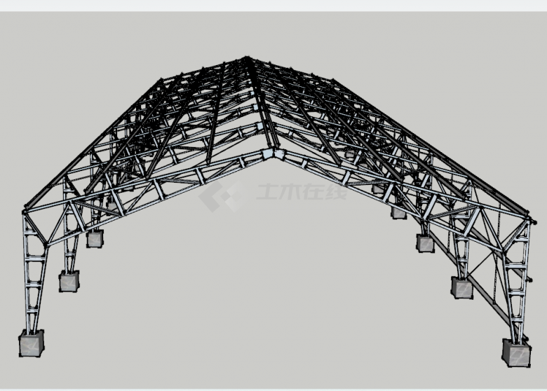 银黑色简约现代钢结构框架 su模型-图二