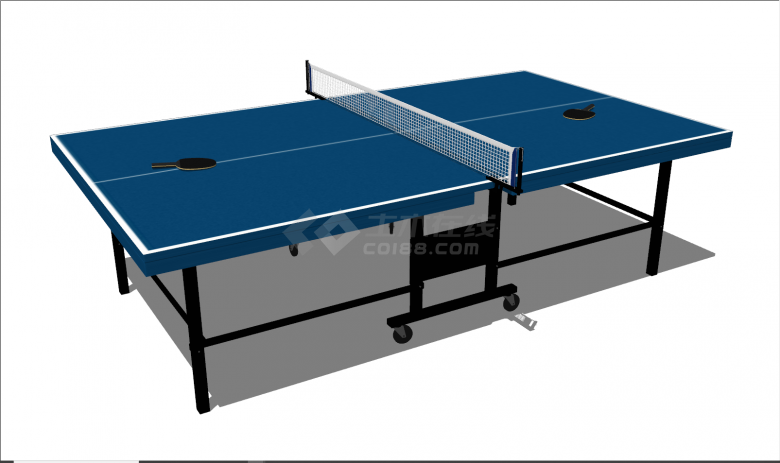 现代蓝色桌面乒乓球桌球su模型-图二