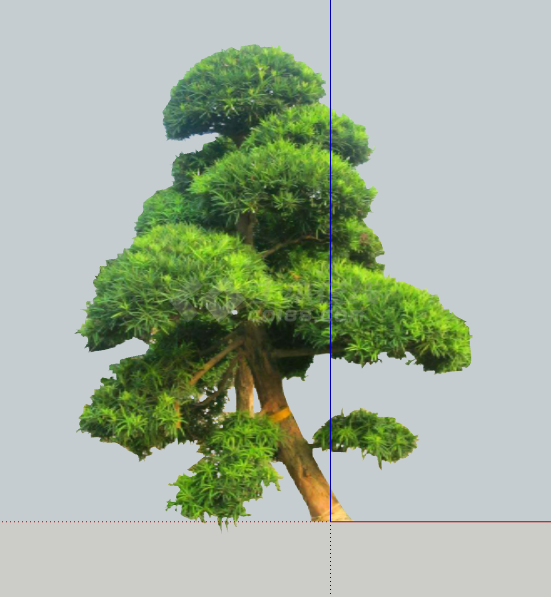 歪的绿色绿丝带造型树 su模型-图一