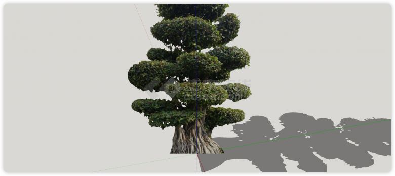 树根外露优美造型树su模型-图二