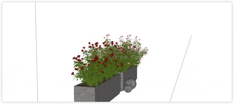 小朵花攀藤植物月季玫瑰su模型-图二