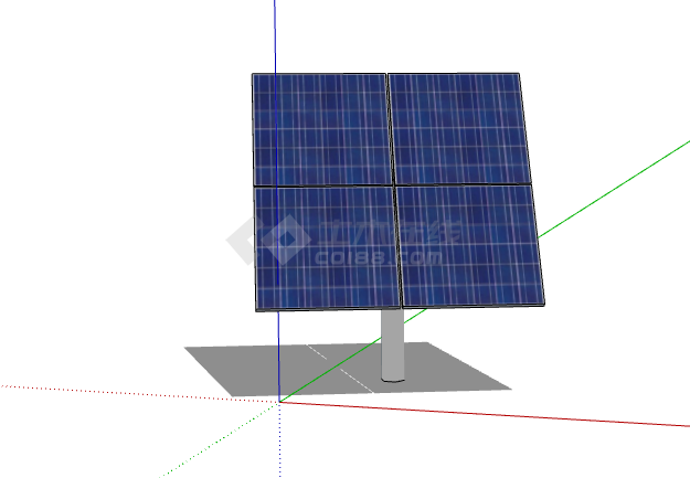 蓝色板子太阳能电池板su模型-图二
