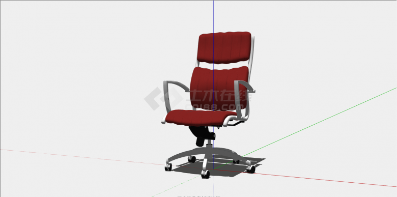 红色现代办公椅设计su模型-图一