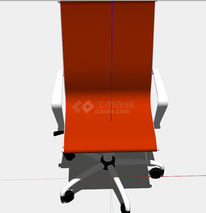 红色可旋转的办公椅子su模型-图二