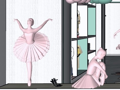 芭蕾舞模特橱窗su模型-图一