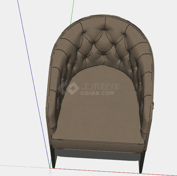 现代卡其色舒适家用扶手椅子su模型-图一