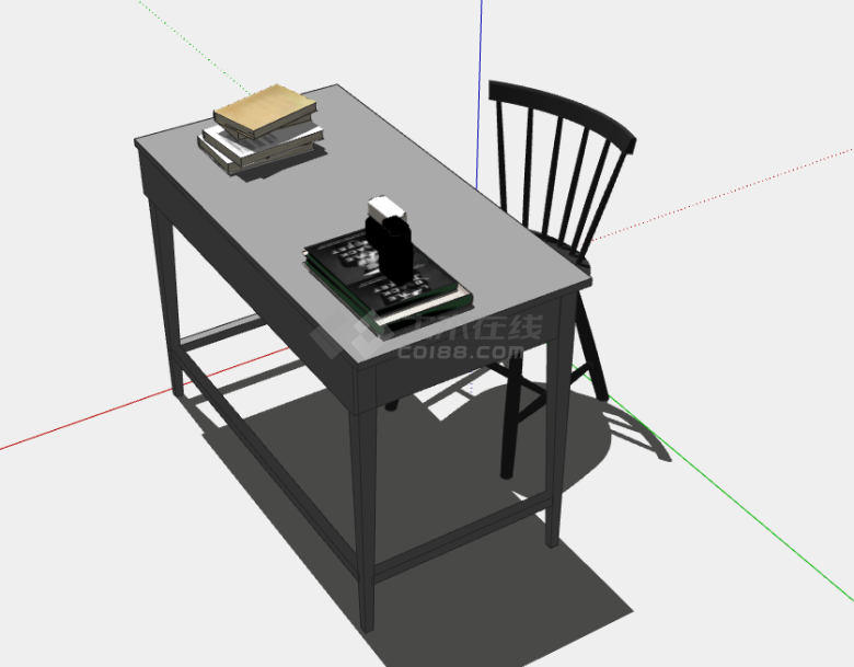 带有一张灰色的卓总一把棕色的椅子su模型-图二