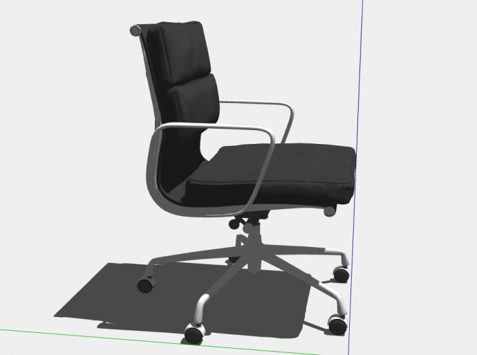 一款深色的底部带有滑轮的办公椅子su模型_图1