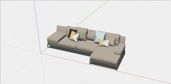 小型L型简约组合沙发su模型_图1
