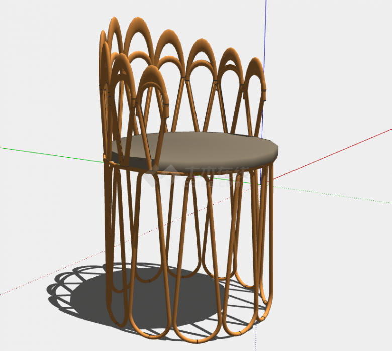 一把棕色编制的扶手椅子su模型-图二