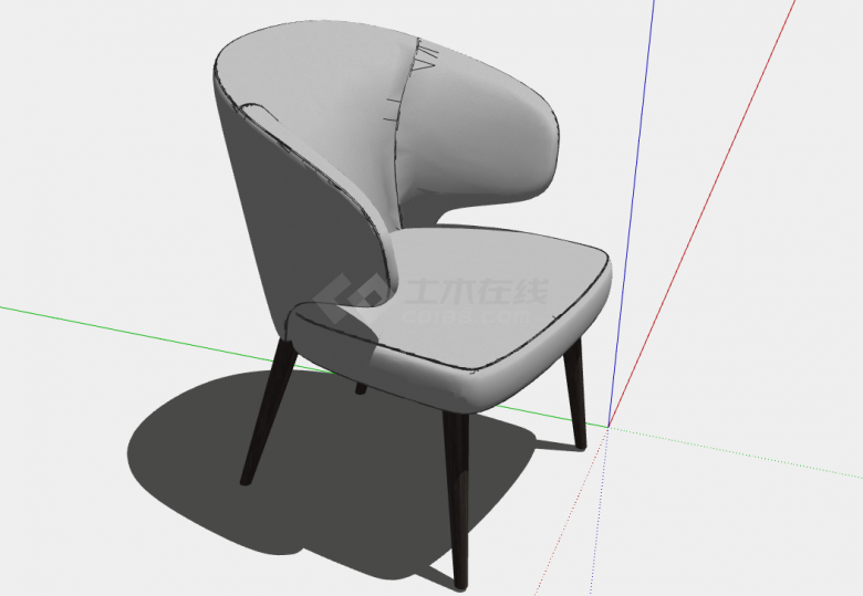 一款灰色的美观的扶手椅子su模型-图一