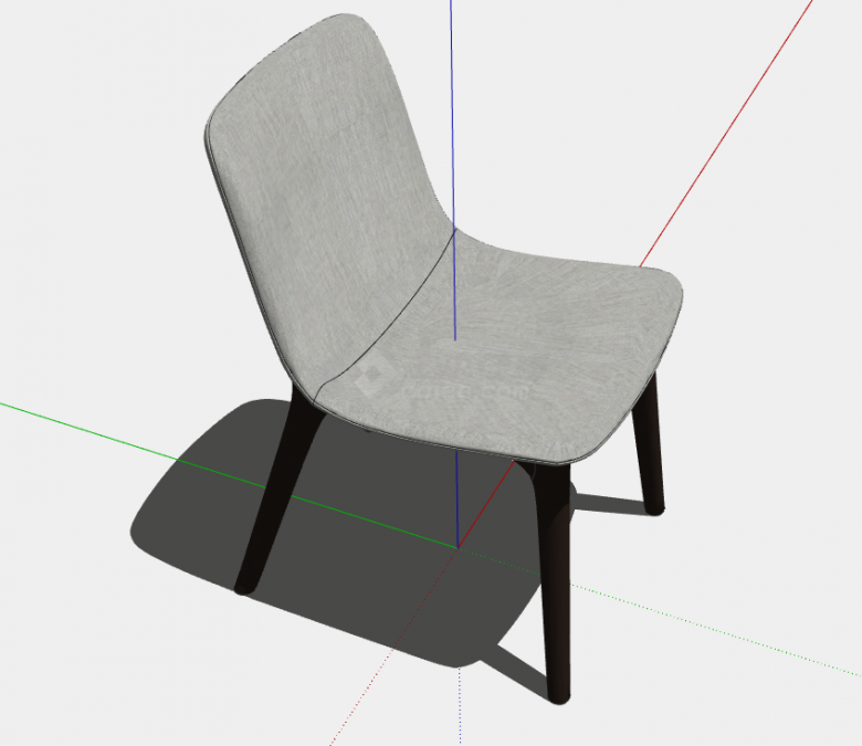 一款灰色的雅致的无扶手椅子su模型-图一