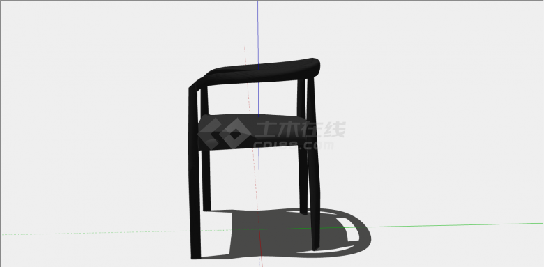 黑色简约小型扶手椅子su模型-图二
