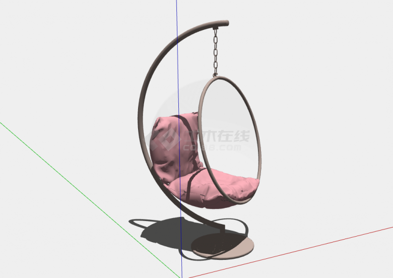 一款粉色的美观的吊椅su模型-图一