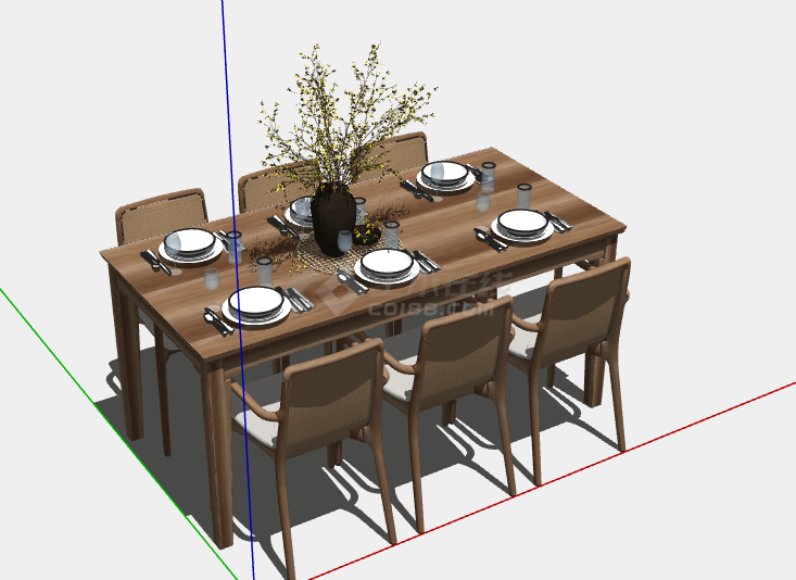 西餐厅用餐桌椅的SU模型-图一