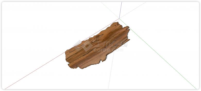 红棕色带长形孔原木树桩su模型-图二