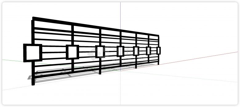 横条配方形造型铁艺栏杆su模型-图二