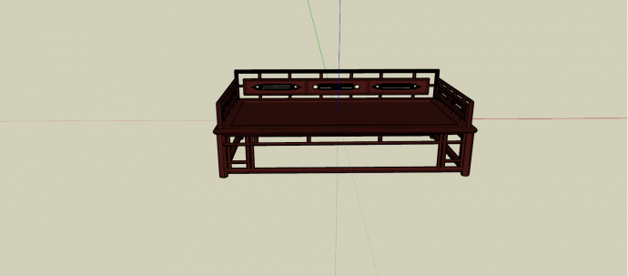 中式复古血红色低靠背椅凳家具su模型_图1
