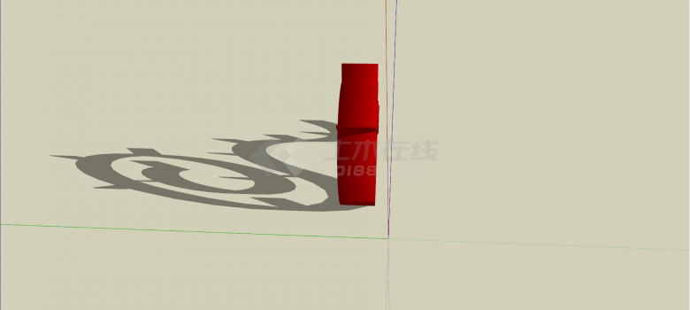 中式红色曲线螺旋配饰su模型-图二