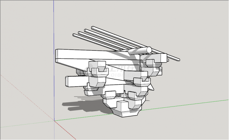 中式古代复杂斗拱组件su模型-图一