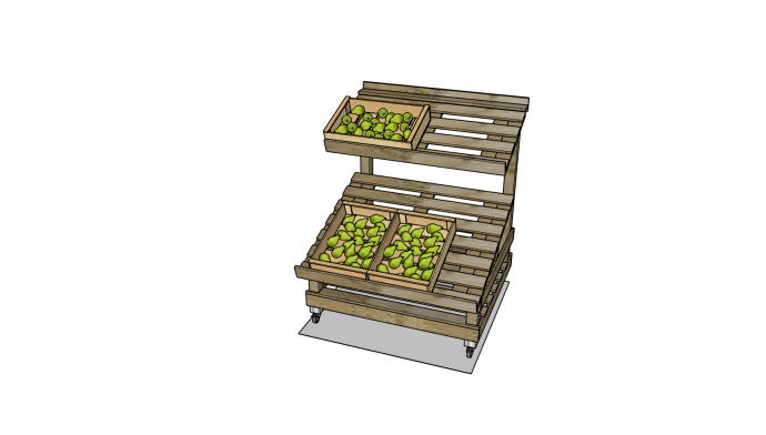 一款带有灰色木架搭建的蔬菜架su模型_图1