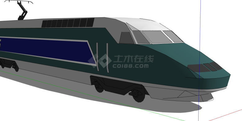 一辆绿色的高铁火车su模型-图一
