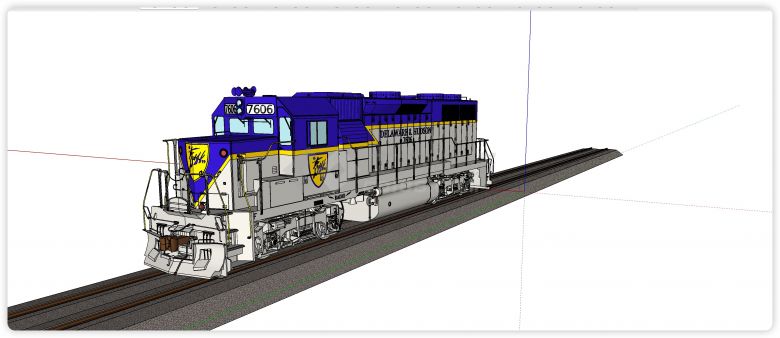 火车头欧式工业风紫色车顶su模型-图二